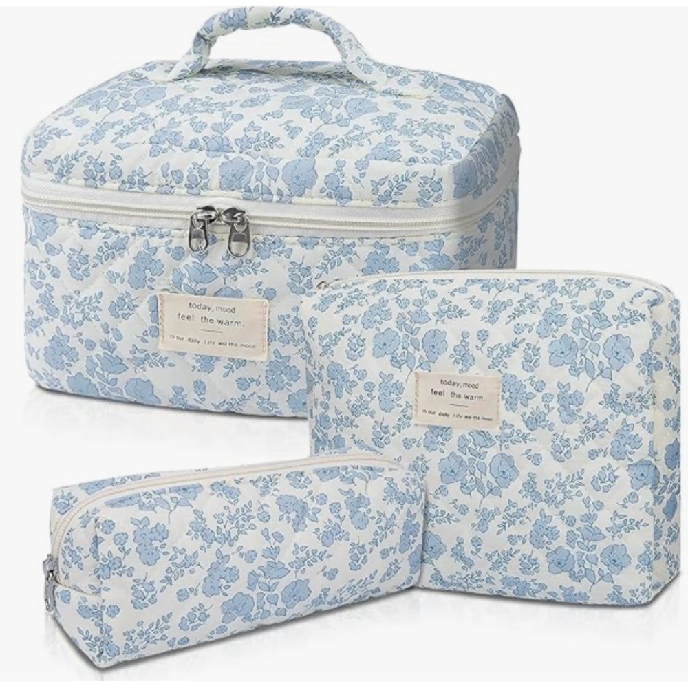 Cath Kidston Blue Floral Cosmetic Bag Set